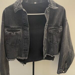 Black Cropped Denim Jacket